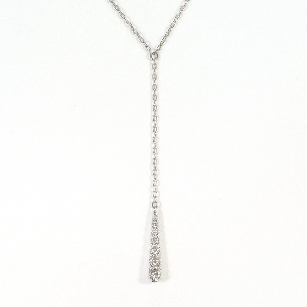 PT900 Platinum Necklace with 0.15ct Diamond, Total Weight 2.1g, 45cm, Jewelry
